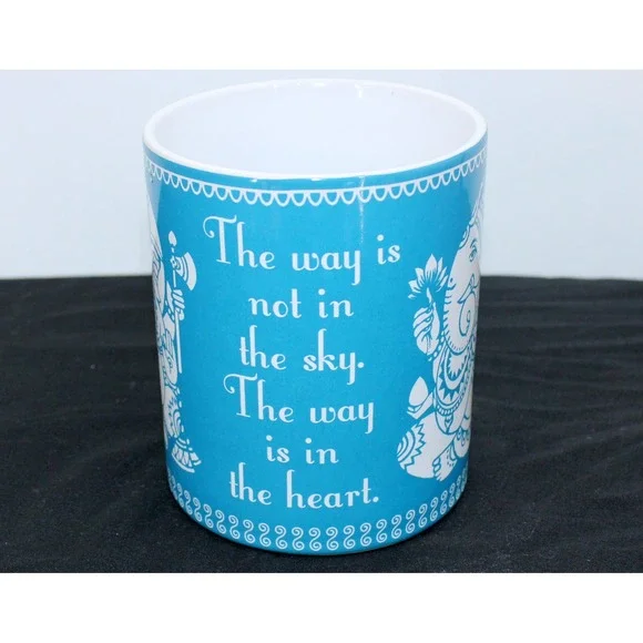 Fisher Home Products Ganesha Spiritual Quote Stoneware Mug Blue White - Picture 4 of 6